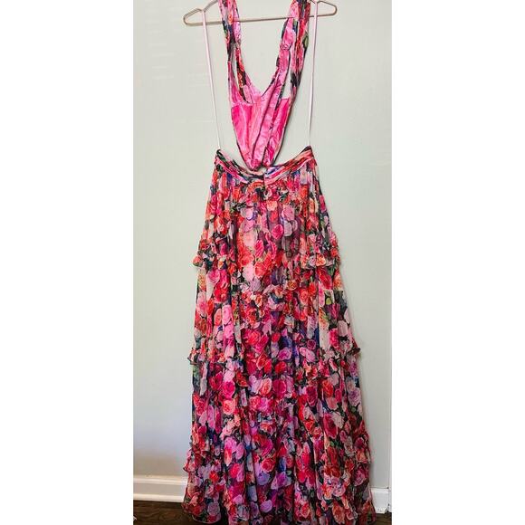 MAC DUGGAL Pink Purple Floral Cutout Back 68076 Sleeveless Gown Dress Size 6 - Picture 4 of 16